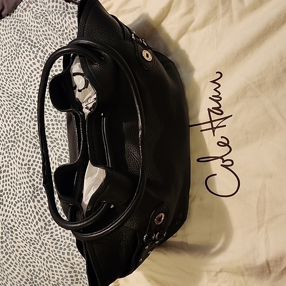 Cole Haan Pebbled Leather Village Drawstring Shoulder Handbag